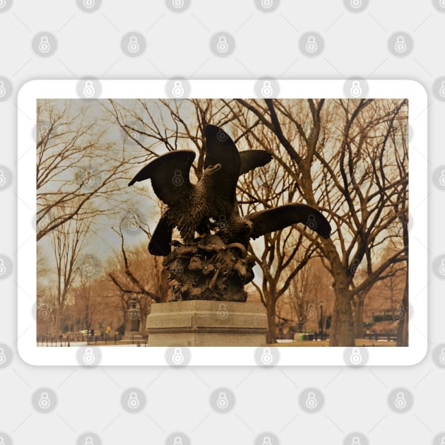 Eagles and Prey Sculpture in NYC Central Park Sticker by Christine aka stine1